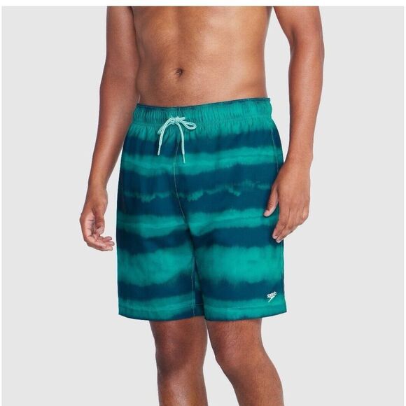 Speedo Men's‎ 5.5" Striped Swim Shorts - Green Small Trunks - Picture 2 of 8